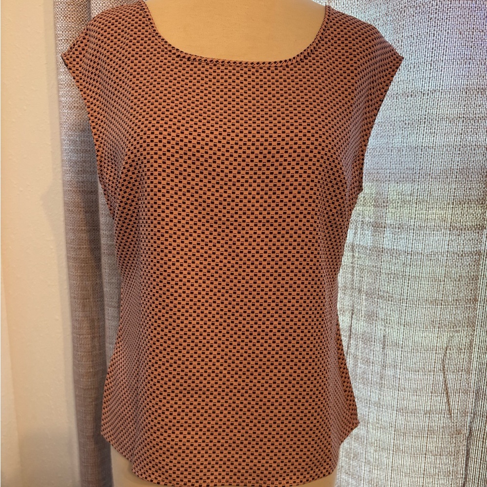 Ann Taylor Black and Pink Polka Dot Blouse